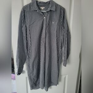 GAP Womens Black and White Gingham Button-Down Shirt Dress